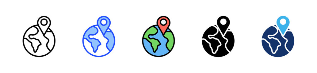 World Icon Collection With Multiple Styles