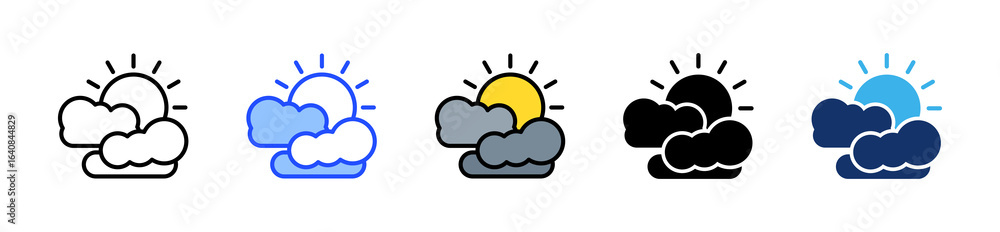 Poster cloud icon collection with multiple styles
