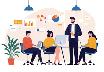 Modern Flat Vector Illustration of Business Plan and Strategy Development