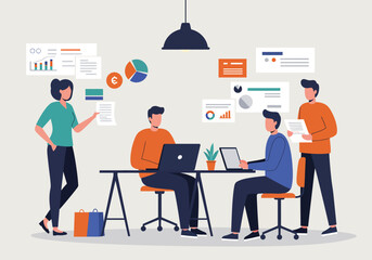 Modern Flat Vector Illustration of Business Plan and Strategy Development