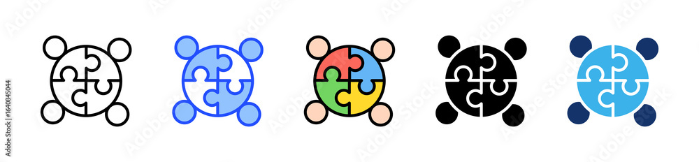 Poster team icon collection with multiple styles