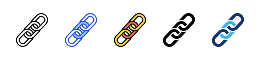 Chain Icon Collection With Multiple Styles