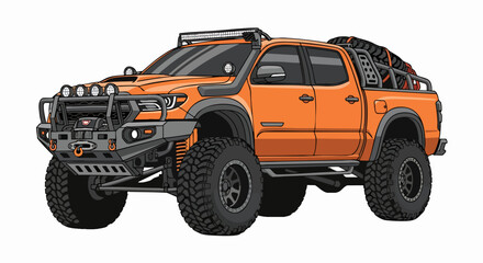Orange offroad truck illustration graphic design