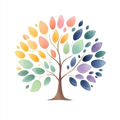 Watercolor Rainbow Tree