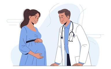 Pregnant Woman and Doctor in a Caring Consultation.