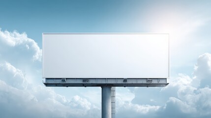 Fototapeta premium Billboard Mockup Against Sky with Clouds for Advertising, Marketing and Promotional Campaigns, Outdoor Advertisement