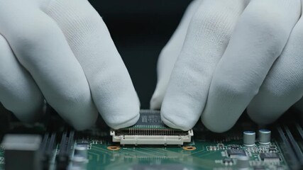 Installing ram memory module on computer motherboard repairing pc hardware upgrade process - Powered by Adobe