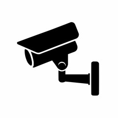 3d rendered black CCTV security camera icon isolated on white background with a paper cut style