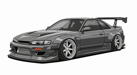 Custom dark gray sports car illustration