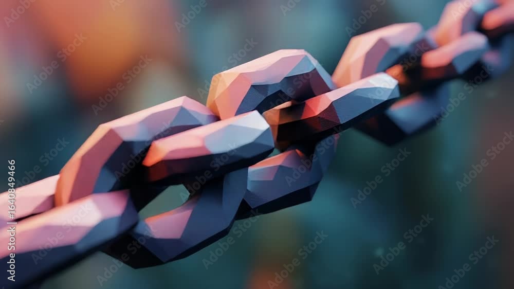 Poster low poly chain connecting together symbolizing security and collaboration