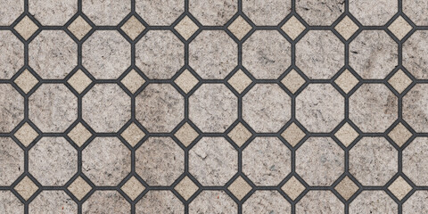 Octagonal and square tile pattern, geometric decorative floor texture for architecture, interior...