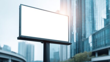 Fototapeta premium Blank Billboard Mockup in Modern City: Advertising Space for Marketing Campaigns and Commercial Use