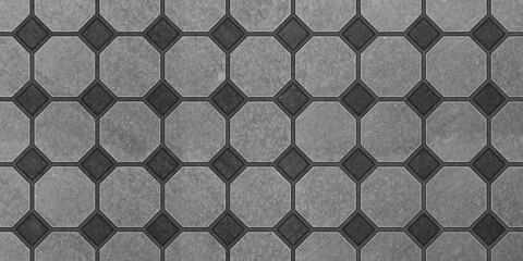 Octagonal and square tile pattern, geometric decorative floor texture for architecture, interior and exterior design