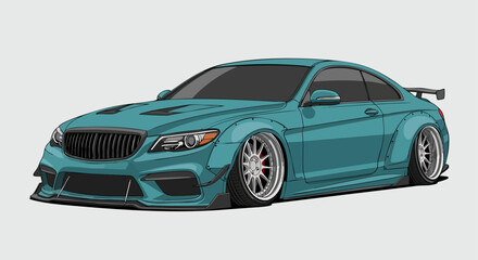 Obraz premium Teal sports car illustration
