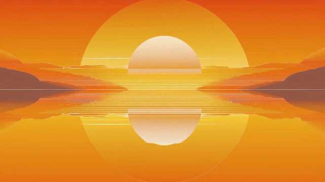 Sunset Reflection Vector Art Animation/夕日反射のベクターアートアニメーション6