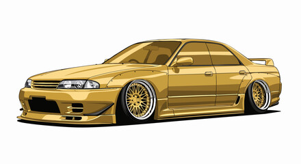 Fototapeta premium Gold sedan illustration design