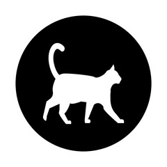 black and white illustration of cat icon