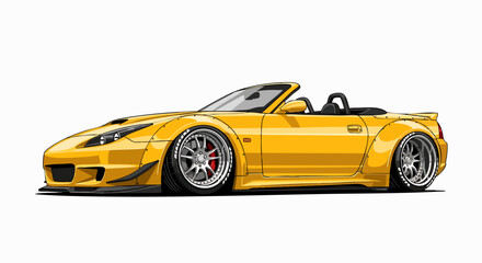 Fototapeta premium Yellow convertible sports car illustration