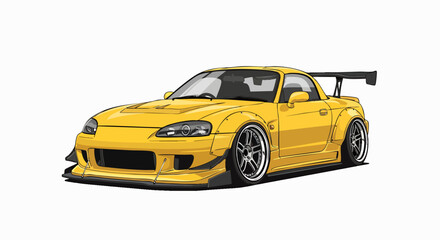 Yellow sports car illustration graphic design