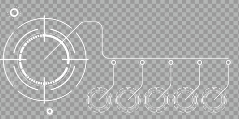 Futuristic HUD circle interface with transparent background for digital design