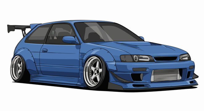 Blue sport car illustration graphic design
