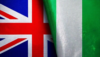 イギリスとナイジェリアの国旗。(UK flag and Nigeria flag.)