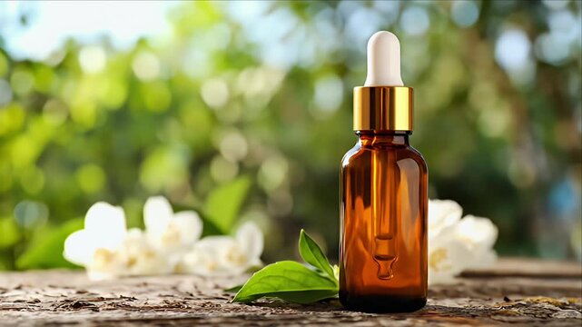 Dropper bottle with jasmine flowers