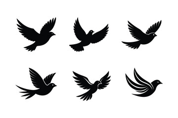 vector silhouettes of birds