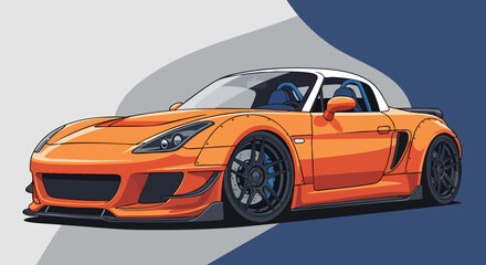 Orange convertible sports car illustration