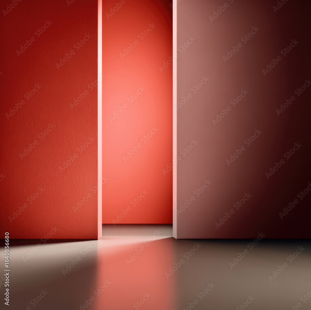 Aufkleber minimalist red wall open doorway soft shadow modern architecture abstract interior geometric shape c
