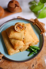 homemade fried spring rolls on a plate 