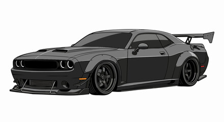 Naklejka premium Customized dark gray car illustration