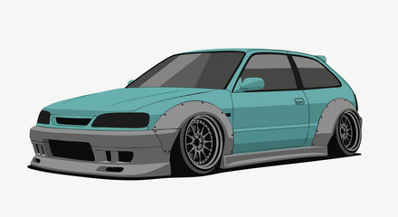 Naklejka premium Teal sport car illustration
