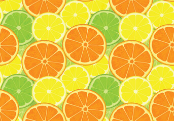 Vibrant Citrus Fruit Slices Vector Pattern