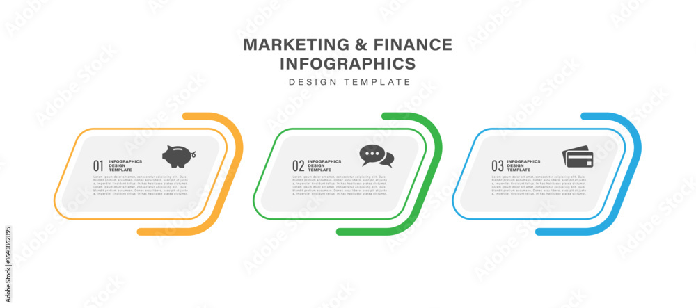 Aufkleber three steps of infographic layout process. business and marketing infographics for presentation slid