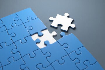 Puzzle pieces solution concept strategy teamwork business jigsaw connecting success