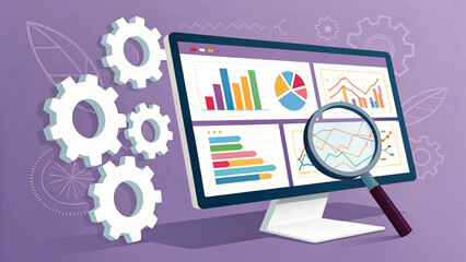 Financial Reporting and Performance Metrics on Blue Background