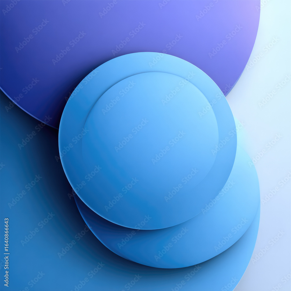 Poster blue circular shapes, abstract geometric pattern, modern minimal design, overlapping circles, smooth