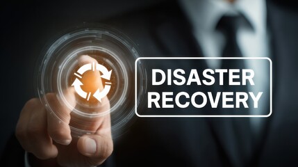 Business professional initiates disaster recovery strategy during a crisis management session in the office