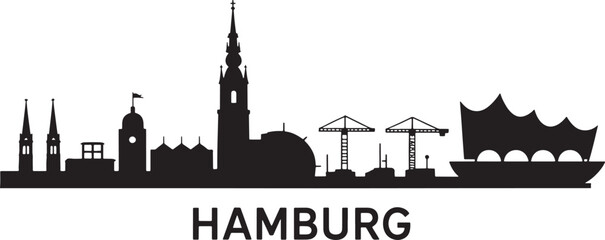 Hamburg Skyline Silhouette Vector Illustration with Cityscape and Urban Landscape Design