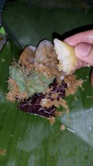Lupis cake is a typical Indonesian food. Selective Focus. Lupis is made from cooked glutinous rice...