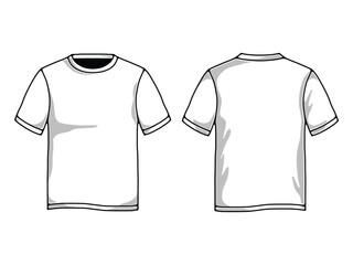 Blank T-Shirt Mockup Design. Front and Back View Vector Template