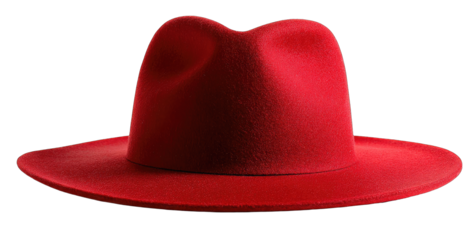 Red fedora hat, close-up, studio shot