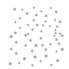 Abstract pattern of delicate white snowflakes falling against a dark black background