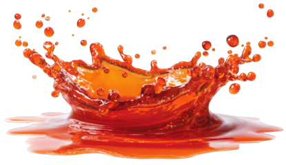 Orange liquid splash on dark background