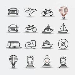 Collection of HandDrawn Transportation Icons.