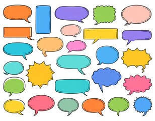 Collection of colorful cartoon speech bubbles