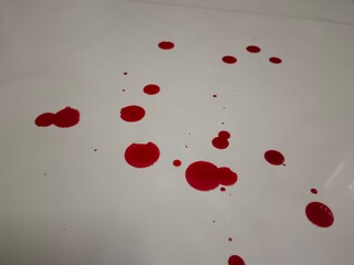 Top view of blood red Spread on white ground.