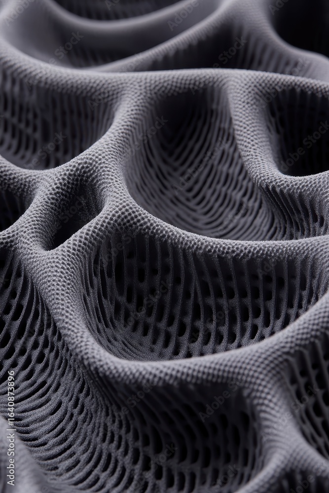 Poster abstract metallic structure with intricate lattice pattern, reflecting advanced material science for