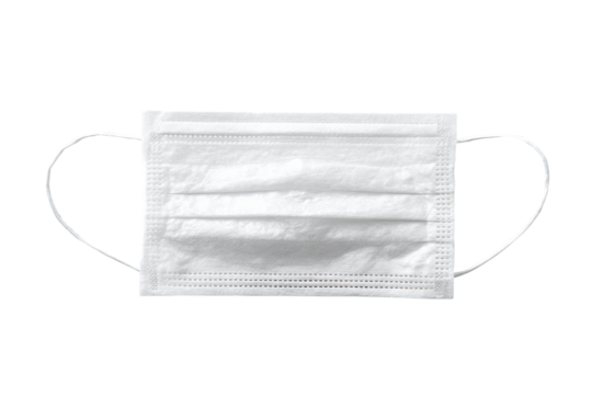 White medical face mask isolated on transparent background